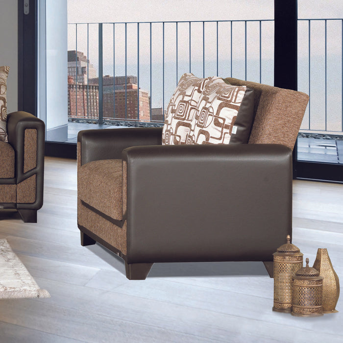 Ottomanson Mondo Modern Collection Upholstered Convertible Loveseat with Storage