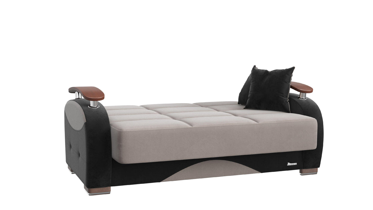 Ottomanson Yafah Collection Upholstered Convertible Loveseat with Storage