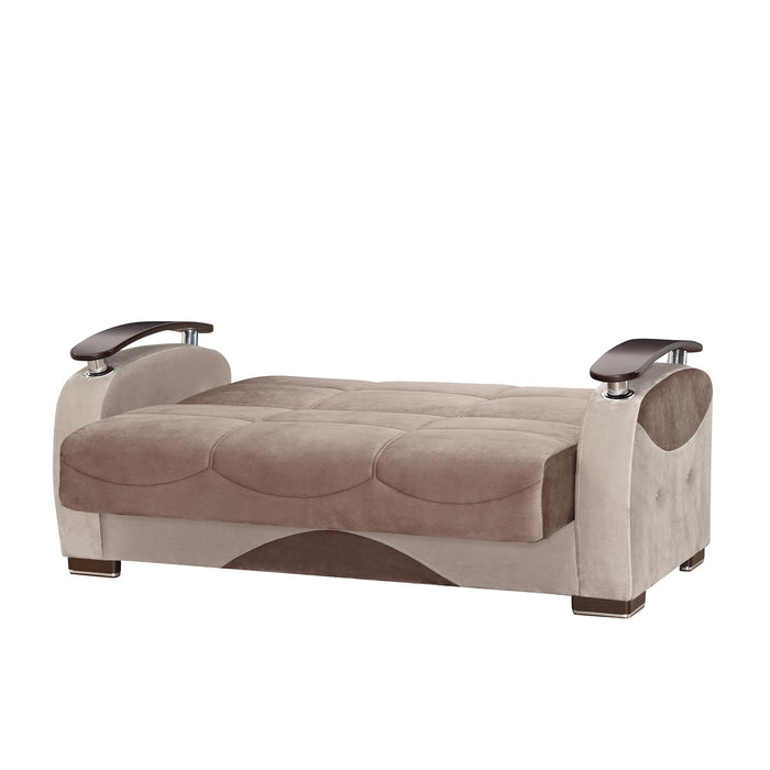 Ottomanson Yafah Collection Upholstered Convertible Loveseat with Storage