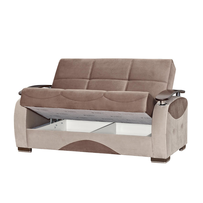 Ottomanson Yafah Collection Upholstered Convertible Loveseat with Storage