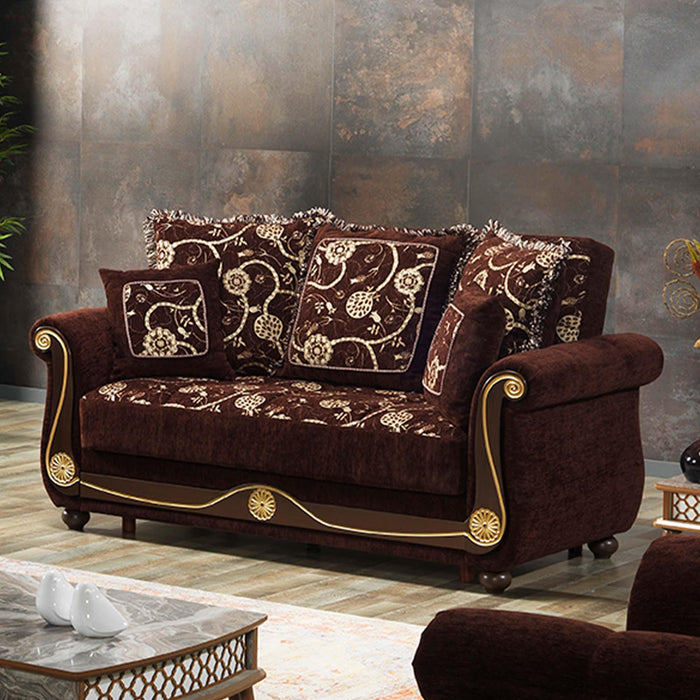 Ottomanson Americana Collection Upholstered Convertible Loveseat with Storage