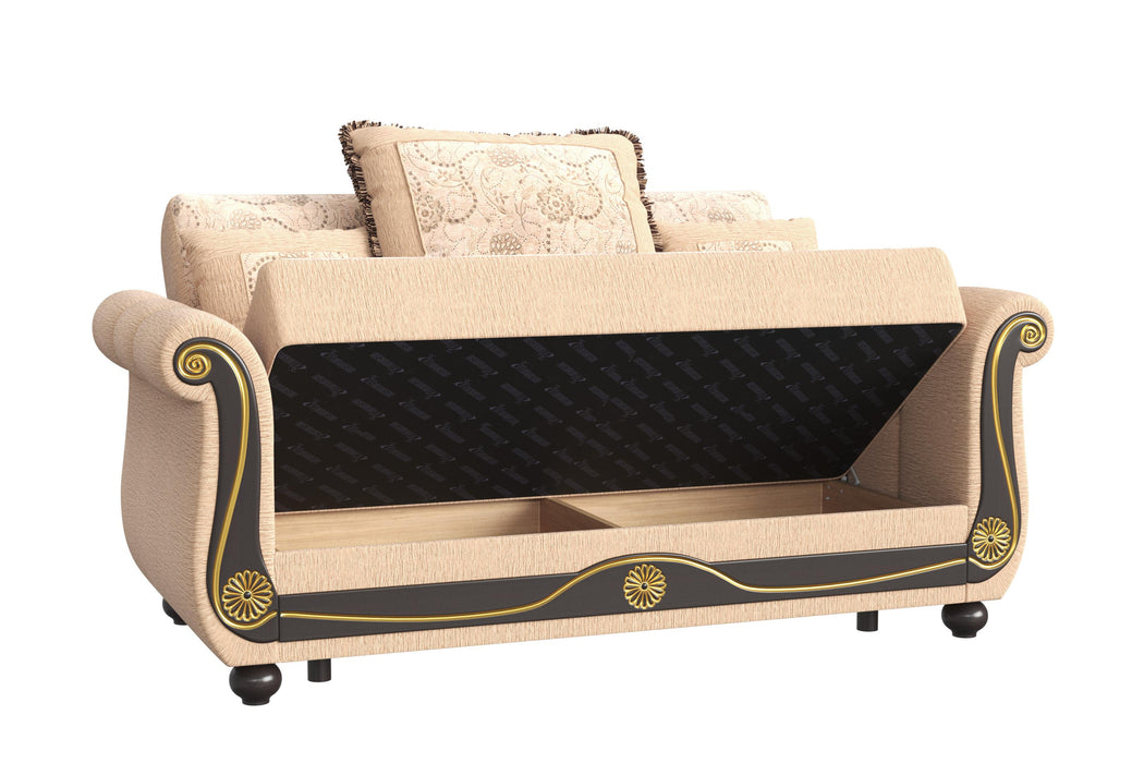 Ottomanson Americana Collection Upholstered Convertible Loveseat with Storage