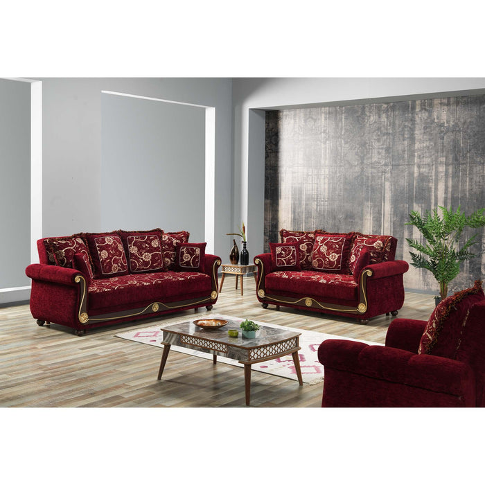 Ottomanson Americana Collection Upholstered Convertible Loveseat with Storage