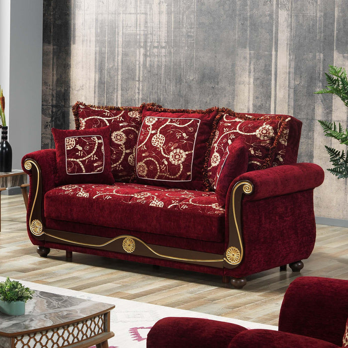 Ottomanson Americana Collection Upholstered Convertible Loveseat with Storage