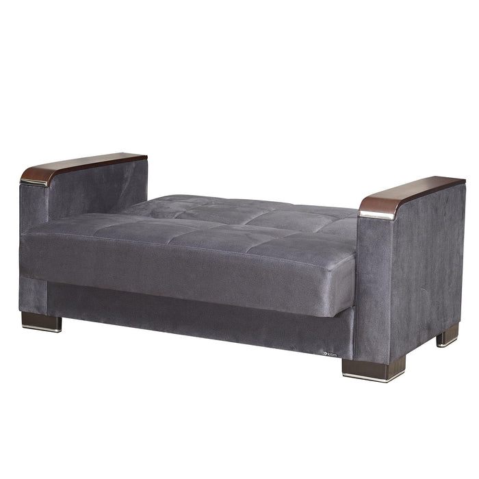 Ottomanson Armada X Collection Upholstered Convertible Wood Trimmed Loveseat with Storage - Home And Beyond