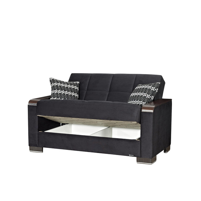 Ottomanson Armada X Collection Upholstered Convertible Wood Trimmed Loveseat with Storage - Home And Beyond