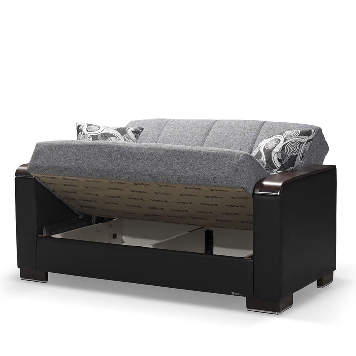 Ottomanson Armada X Collection Upholstered Convertible Wood Trimmed Loveseat with Storage - Home And Beyond