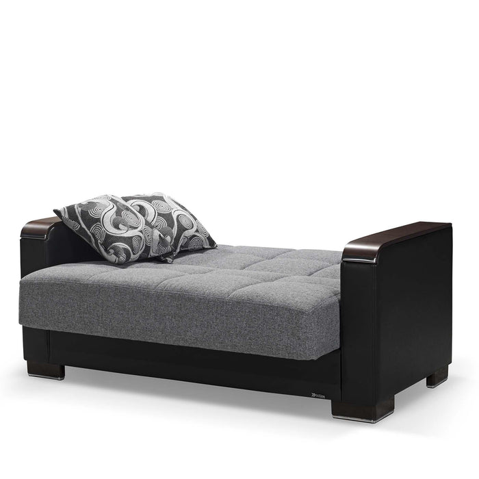 Ottomanson Armada X Collection Upholstered Convertible Wood Trimmed Loveseat with Storage - Home And Beyond