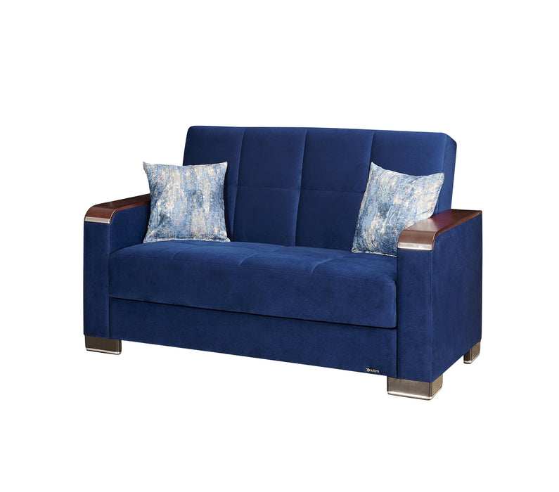 Ottomanson Armada X Collection Upholstered Convertible Wood Trimmed Loveseat with Storage - Home And Beyond