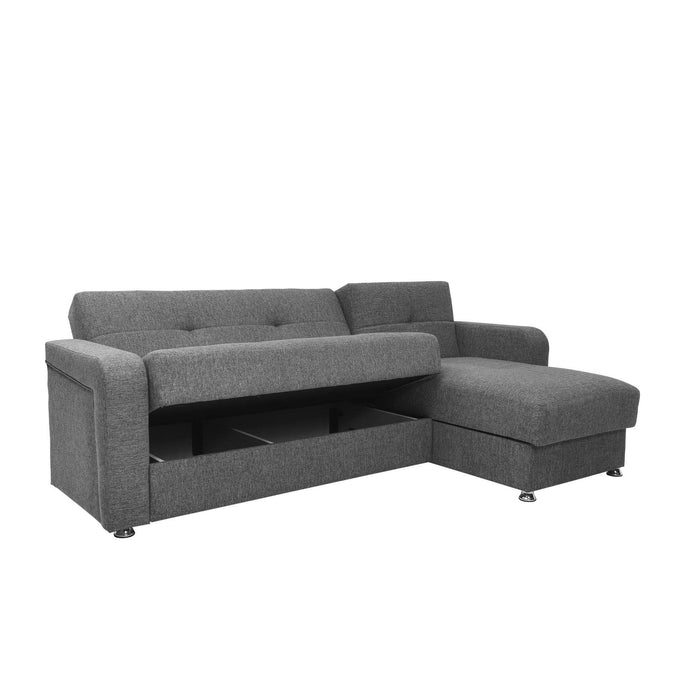 Ottomanson Harmony Collection Upholstered Convertible Chaise Lounge with Storage