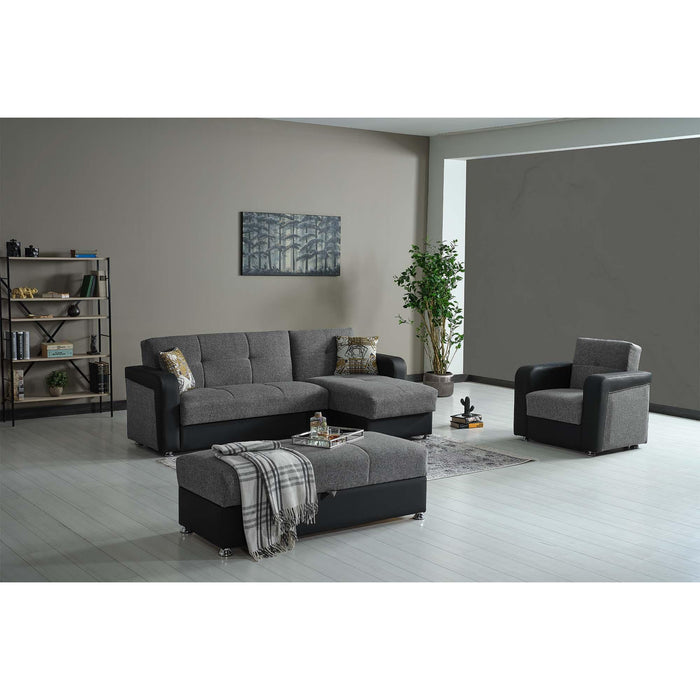 Ottomanson Harmony Collection Upholstered Convertible Chaise Lounge with Storage