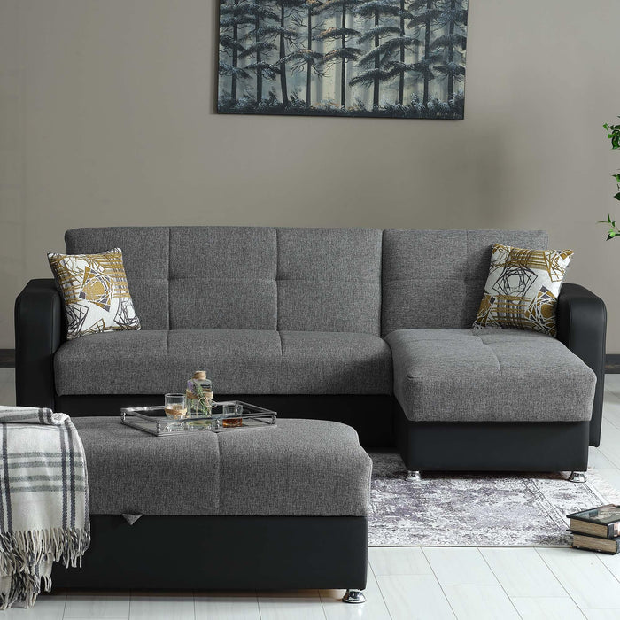 Ottomanson Harmony Collection Upholstered Convertible Chaise Lounge with Storage