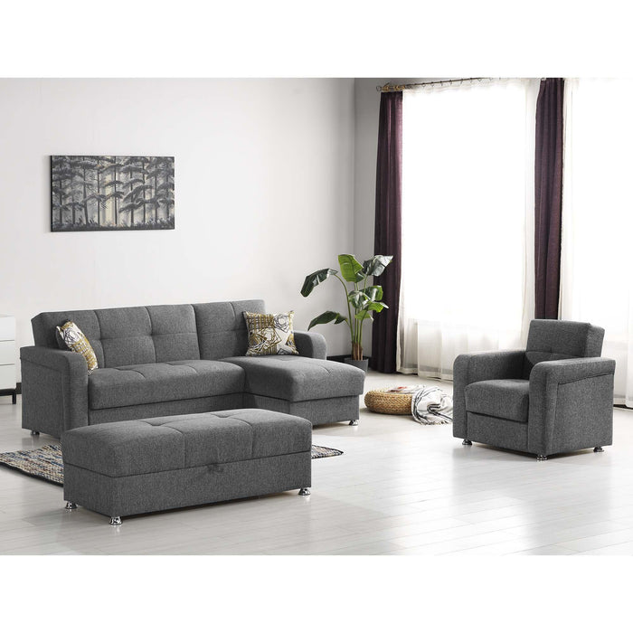 Ottomanson Harmony Collection Upholstered Convertible Chaise Lounge with Storage