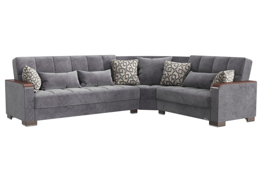 Ottomanson Armada X Collection Upholstered Convertible Wood Trimmed Sectional with Storage image