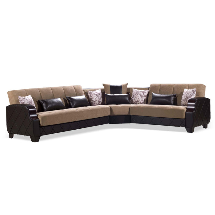 Ottomanson Molina Collection Upholstered Convertible Sectional with Storag