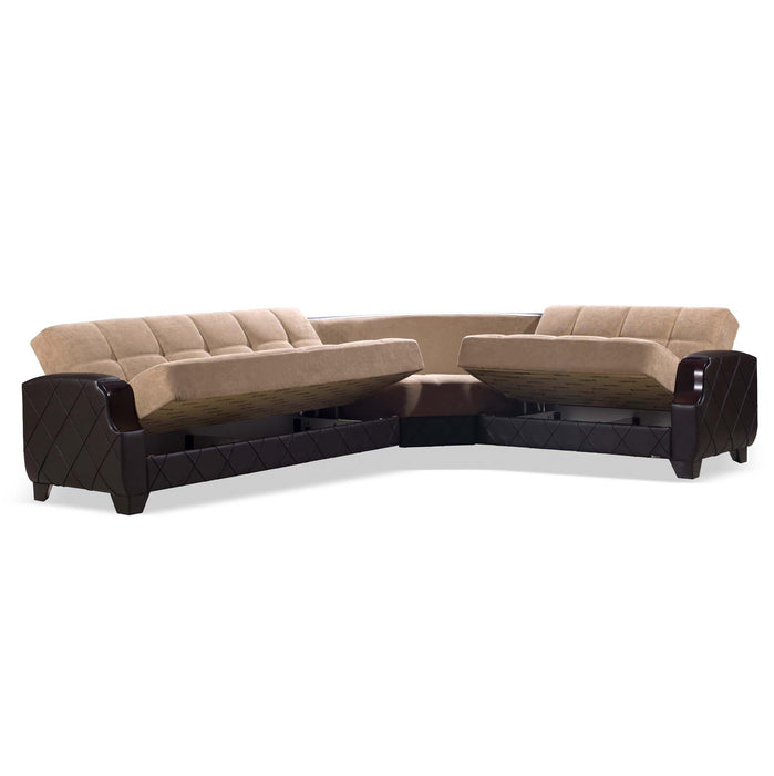 Ottomanson Molina Collection Upholstered Convertible Sectional with Storag
