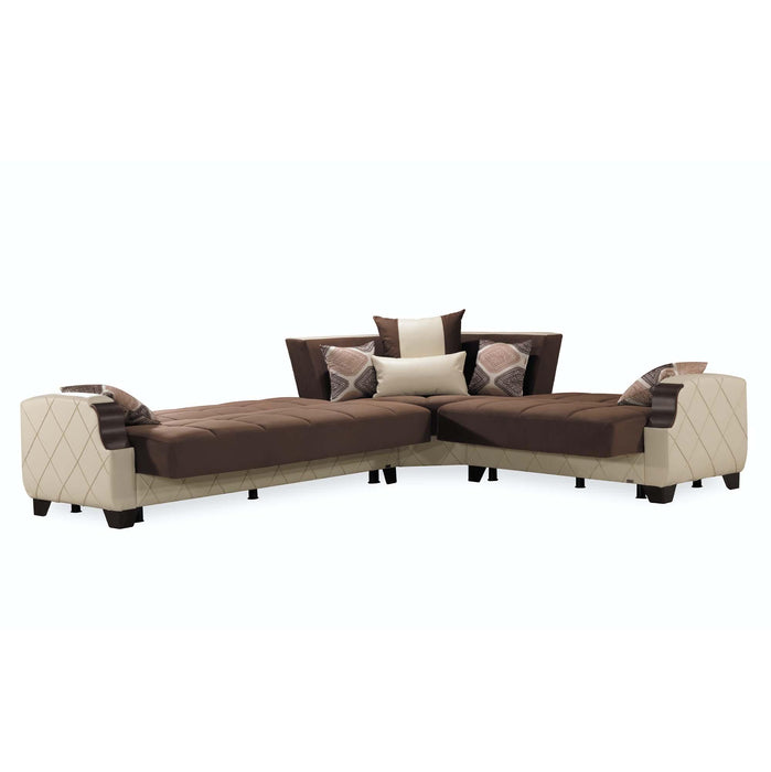 Ottomanson Molina Collection Upholstered Convertible Sectional with Storag