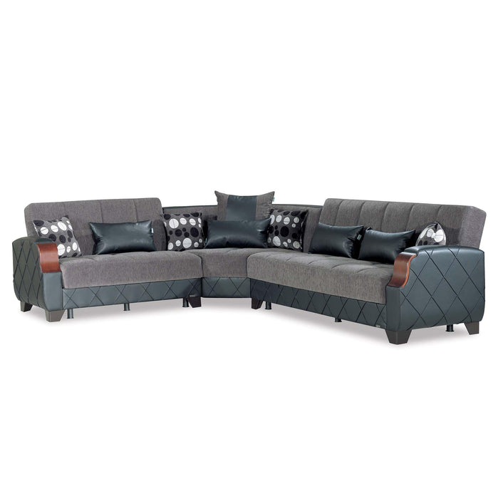 Ottomanson Molina Collection Upholstered Convertible Sectional with Storag