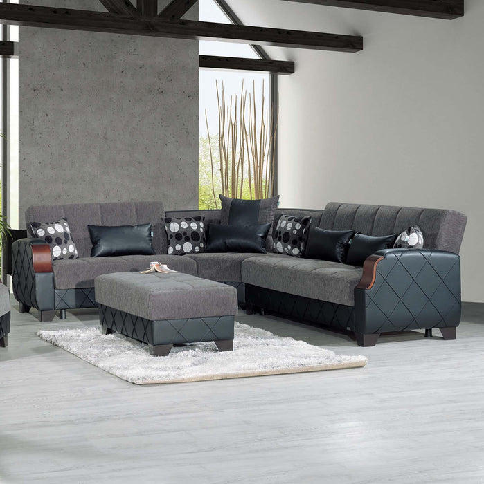 Ottomanson Molina Collection Upholstered Convertible Sectional with Storag