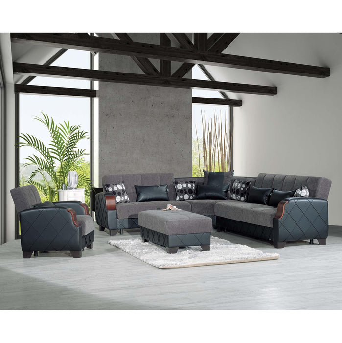 Ottomanson Molina Collection Upholstered Convertible Sectional with Storag