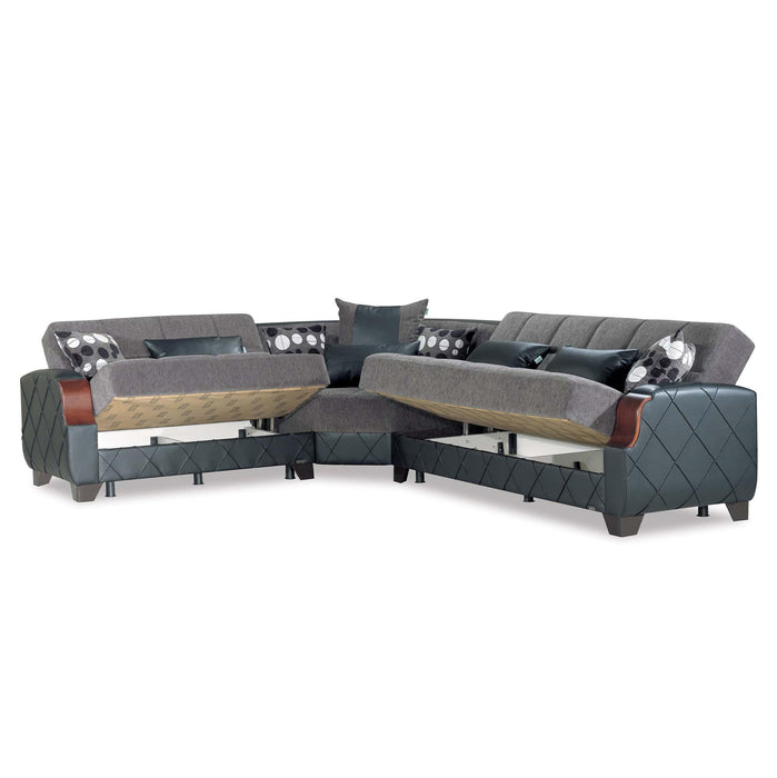 Ottomanson Molina Collection Upholstered Convertible Sectional with Storag