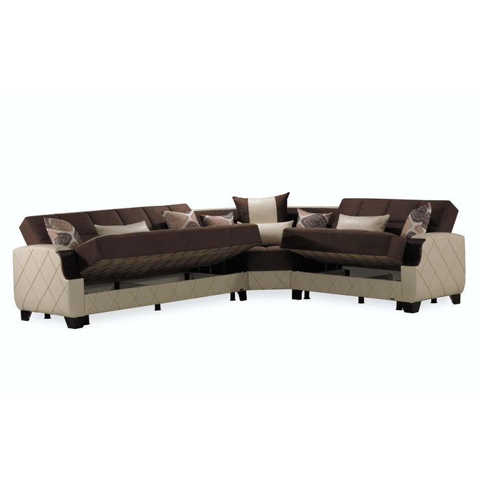 Ottomanson Molina Collection Upholstered Convertible Sectional with Storag