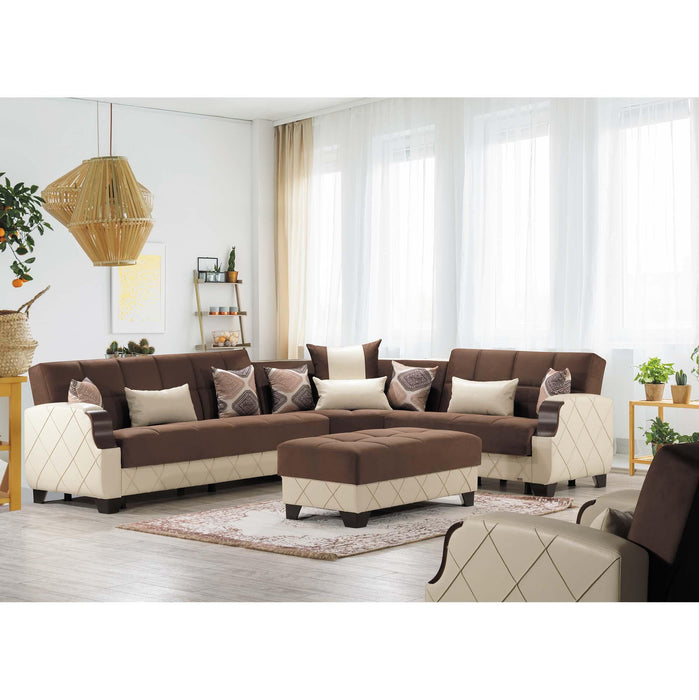 Ottomanson Molina Collection Upholstered Convertible Sectional with Storag
