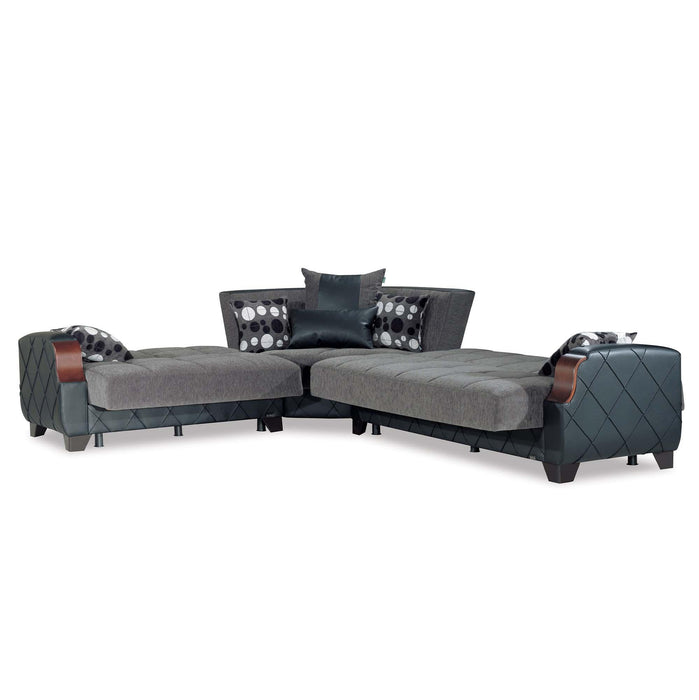 Ottomanson Molina Collection Upholstered Convertible Sectional with Storag