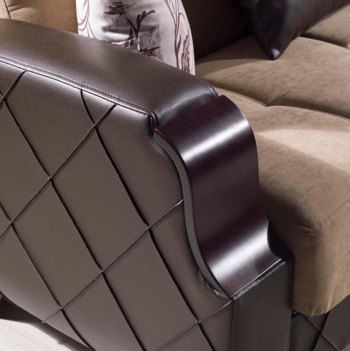 Ottomanson Molina Collection Upholstered Convertible Sectional with Storag