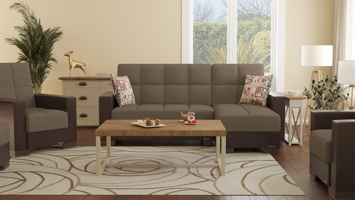 Ottomanson Armada Collection Upholstered Convertible Chaise Lounge with Storage