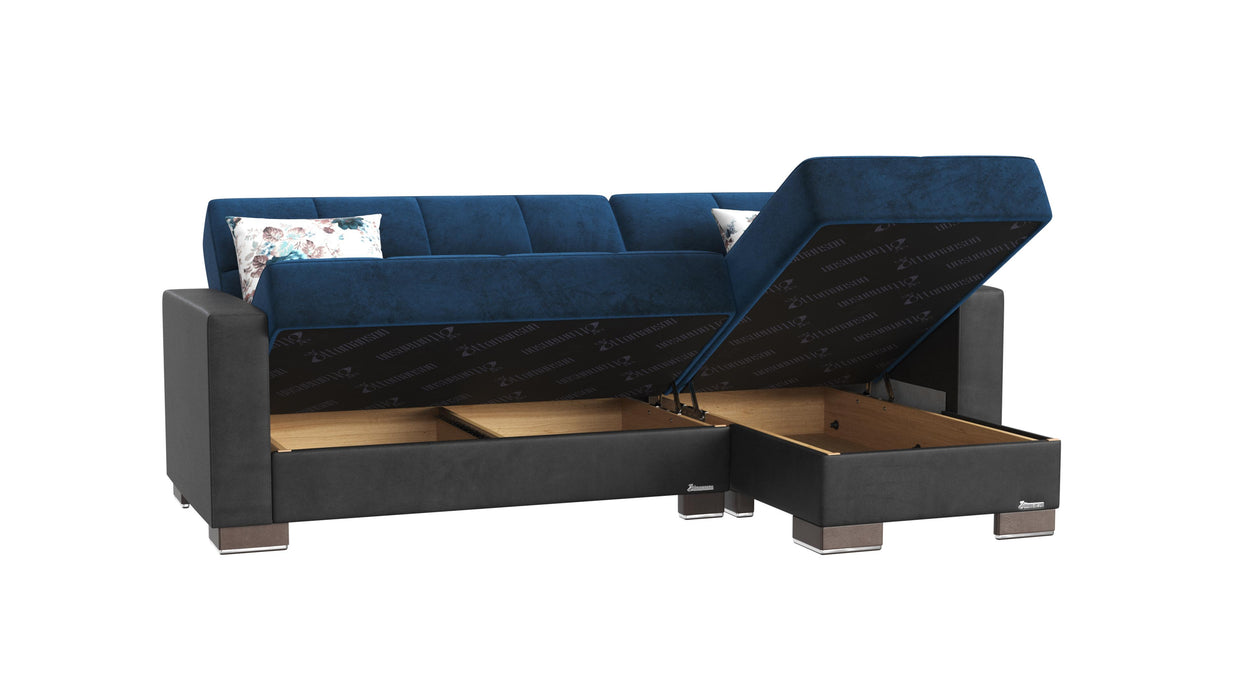 Ottomanson Armada Collection Upholstered Convertible Chaise Lounge with Storage