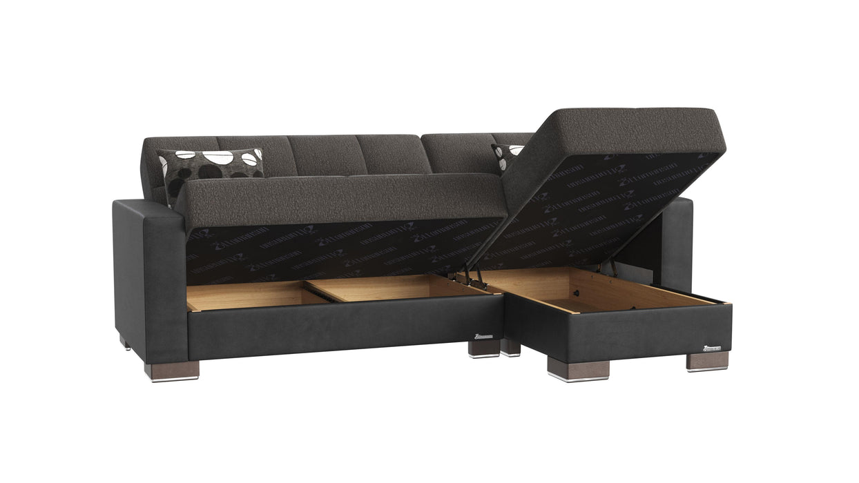 Ottomanson Armada Collection Upholstered Convertible Chaise Lounge with Storage