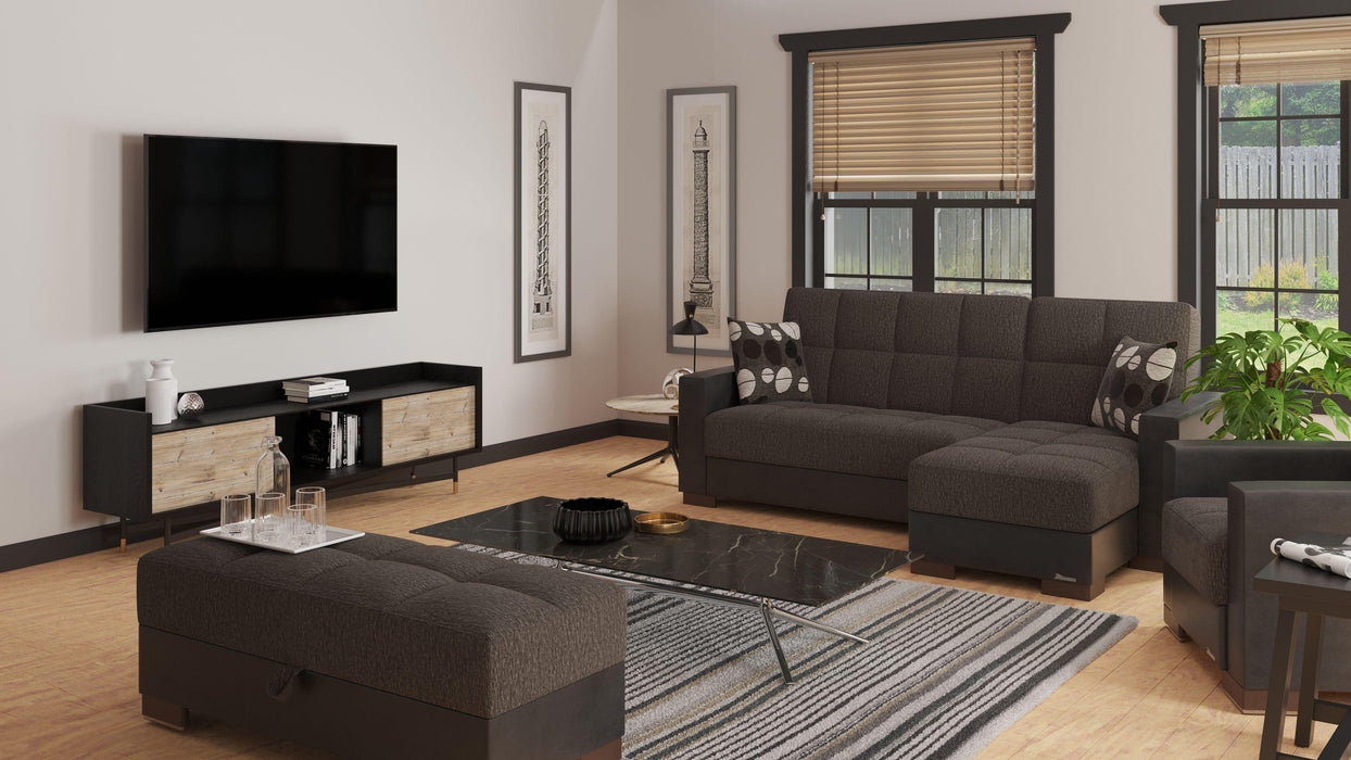 Ottomanson Armada Collection Upholstered Convertible Chaise Lounge with Storage