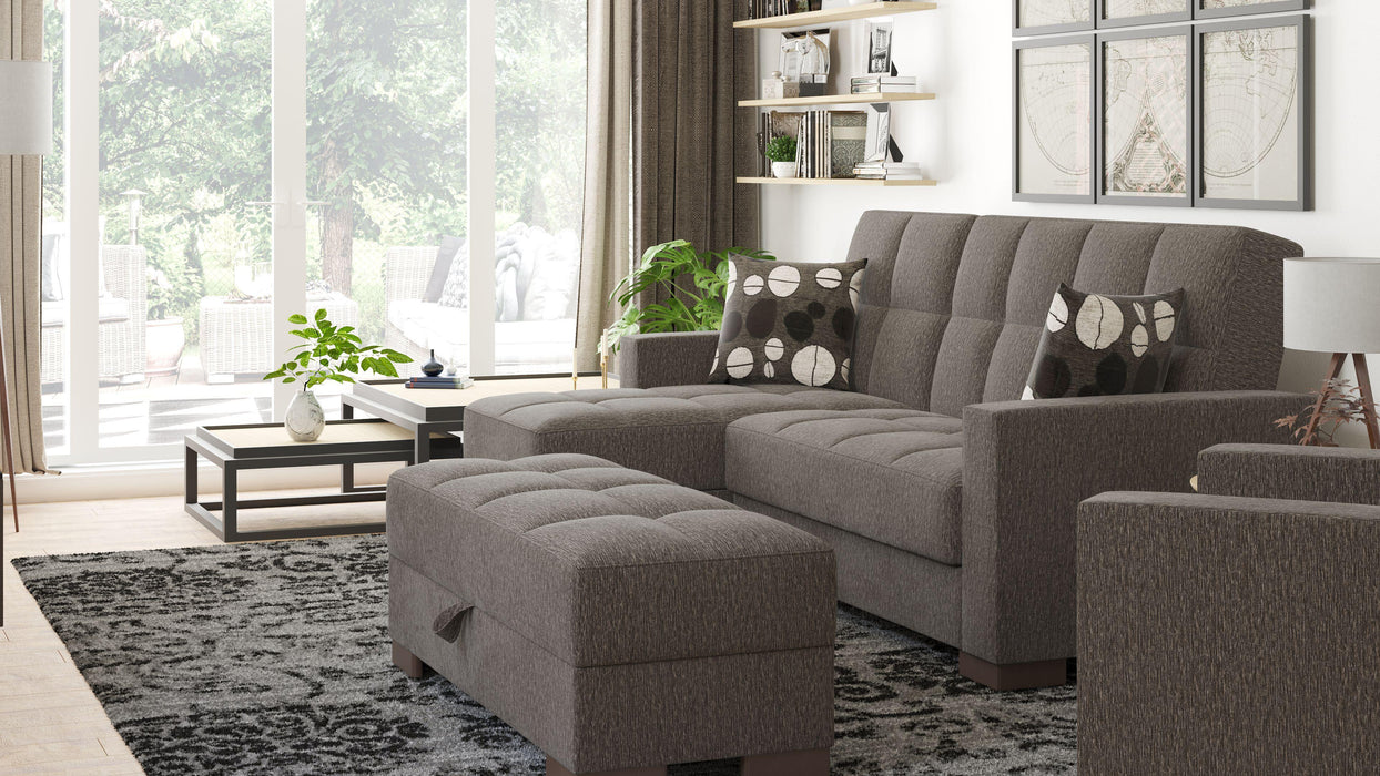 Ottomanson Armada Collection Upholstered Convertible Chaise Lounge with Storage