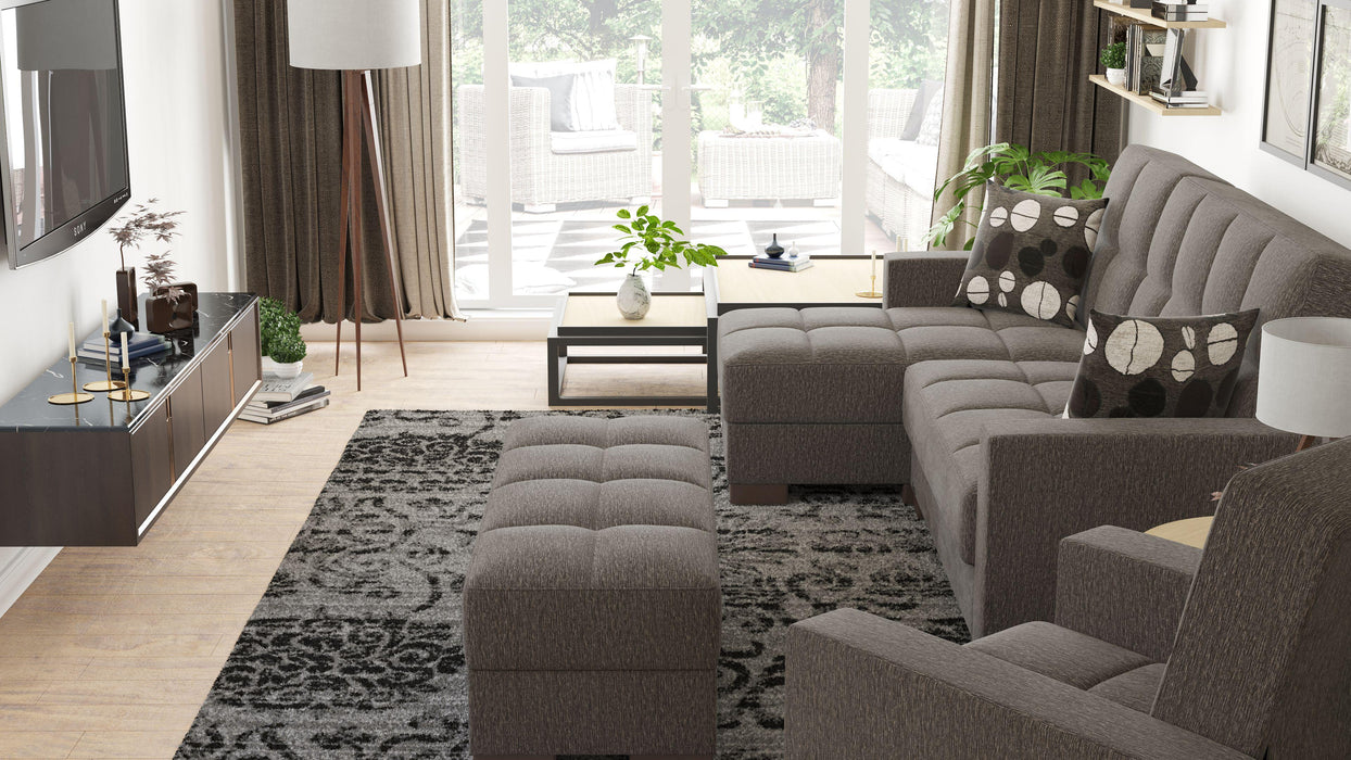 Ottomanson Armada Collection Upholstered Convertible Chaise Lounge with Storage