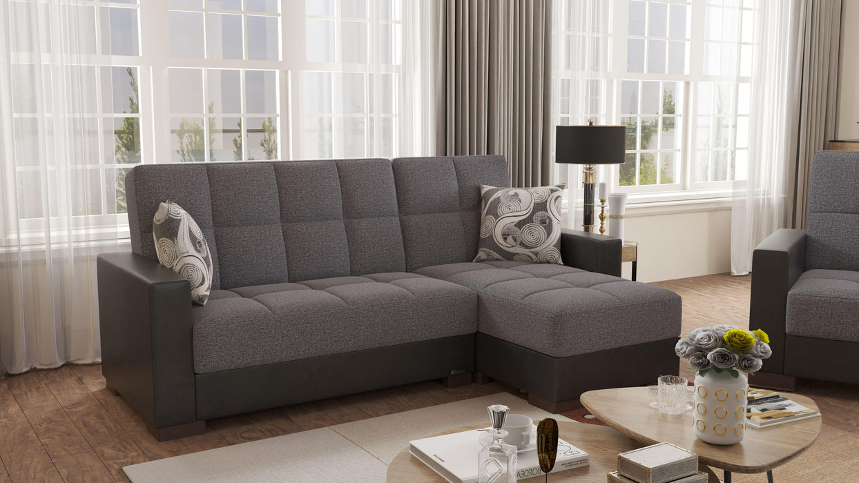 Ottomanson Armada Collection Upholstered Convertible Chaise Lounge with Storage