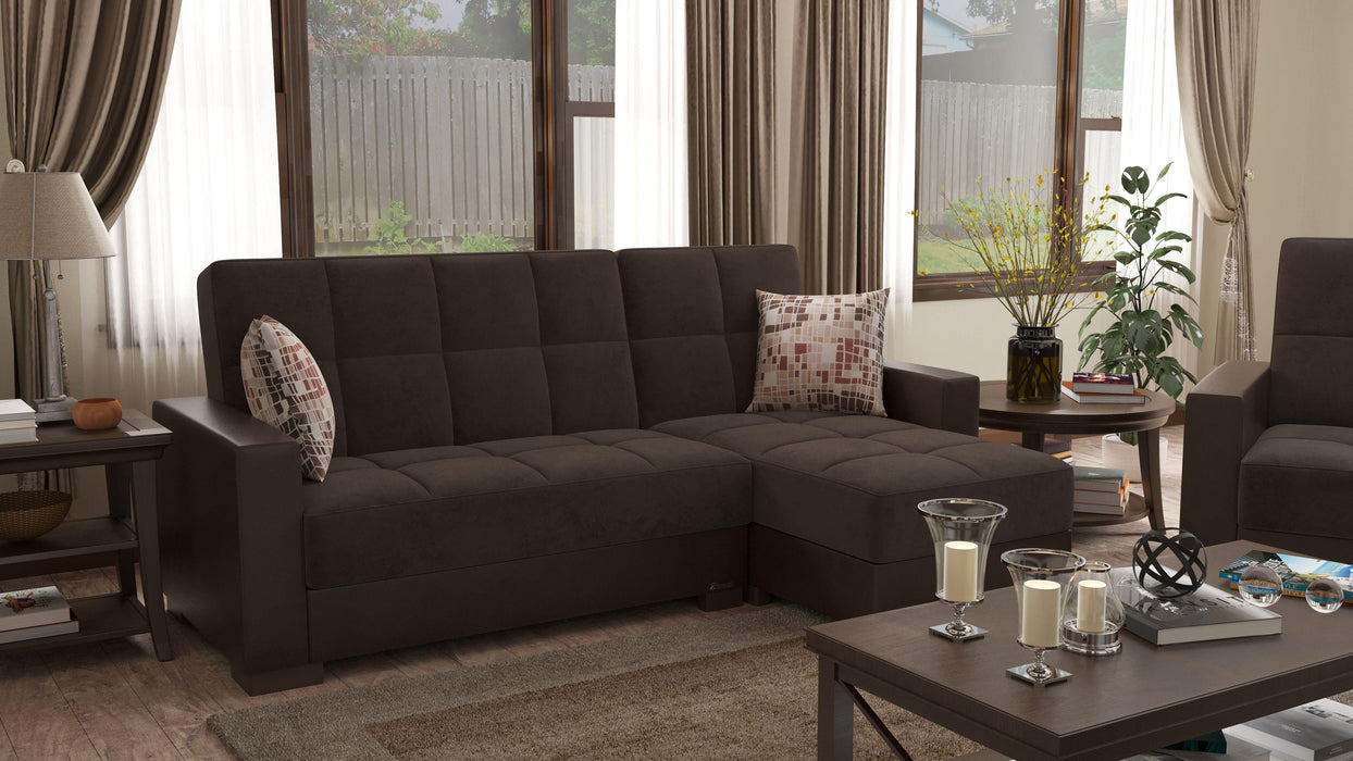 Ottomanson Armada Collection Upholstered Convertible Chaise Lounge with Storage