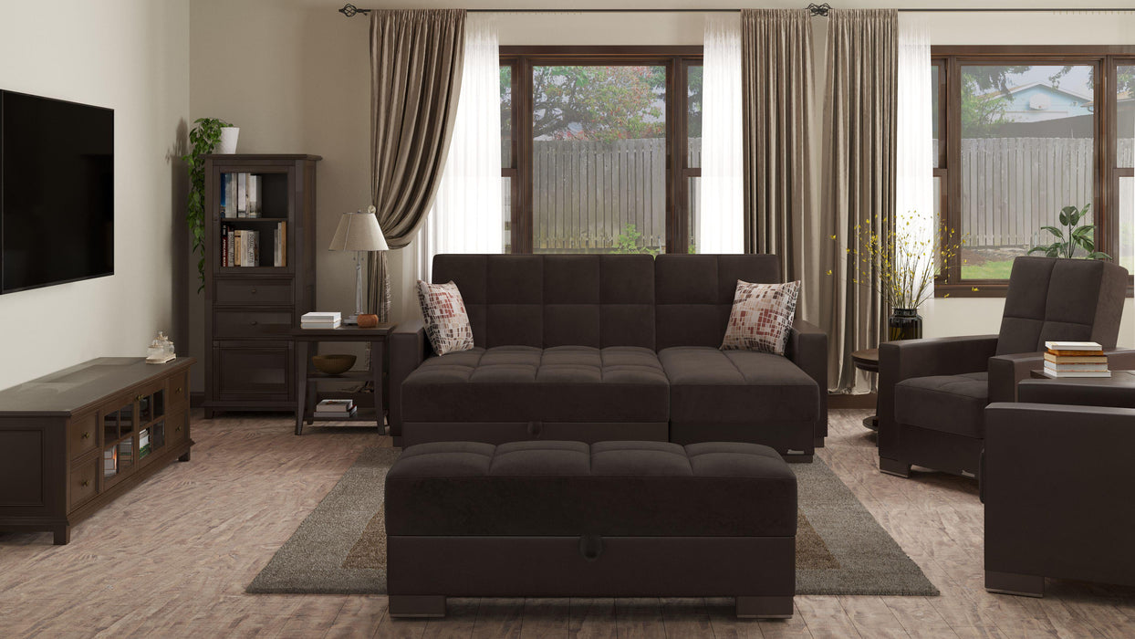 Ottomanson Armada Collection Upholstered Convertible Chaise Lounge with Storage