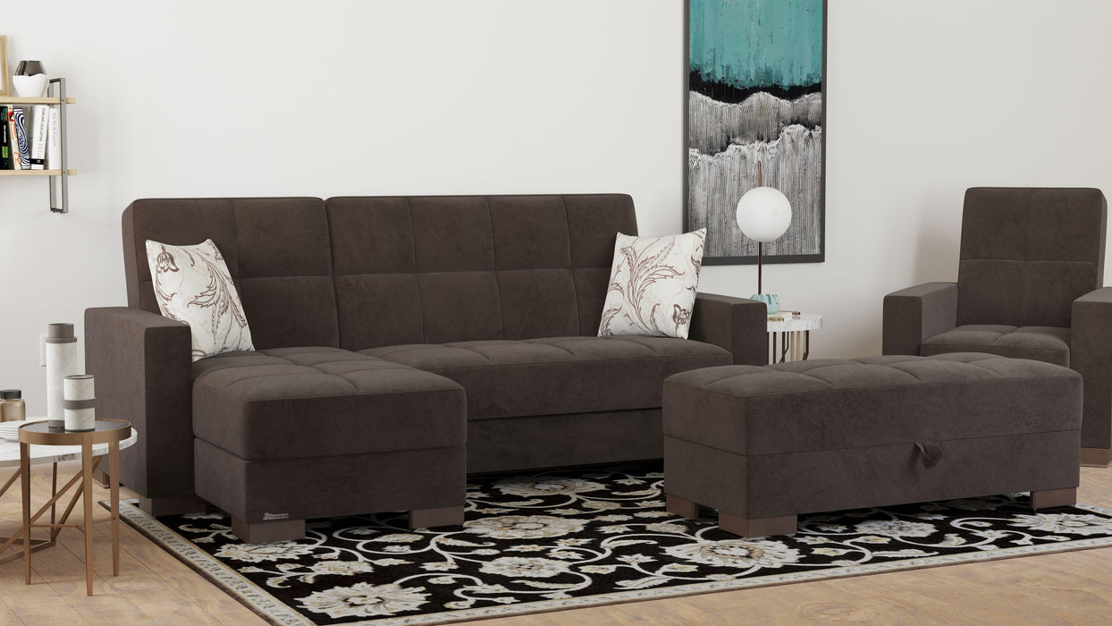 Ottomanson Armada Collection Upholstered Convertible Chaise Lounge with Storage