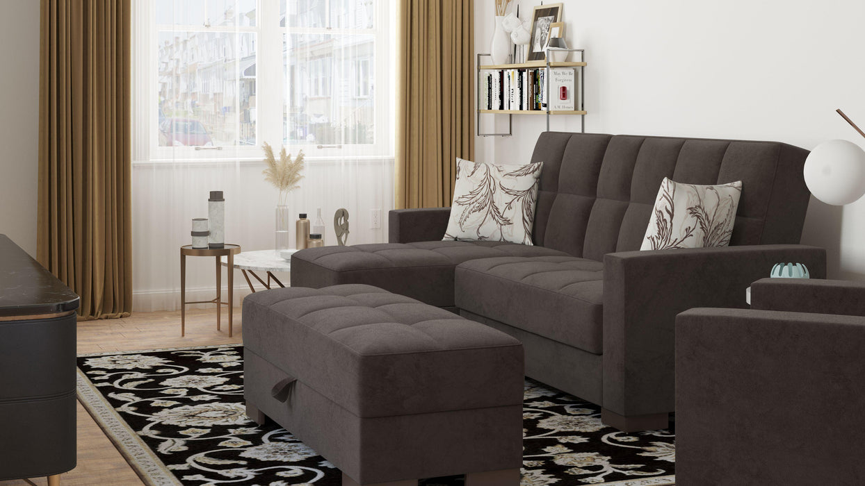 Ottomanson Armada Collection Upholstered Convertible Chaise Lounge with Storage