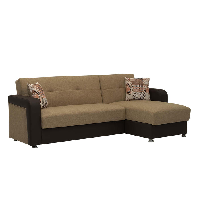 Ottomanson Harmony Collection Upholstered Convertible Sectional with Storage