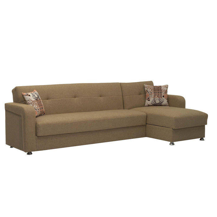 Ottomanson Harmony Collection Upholstered Convertible Sectional with Storage