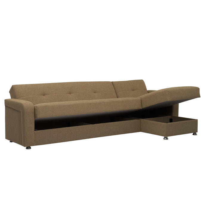 Ottomanson Harmony Collection Upholstered Convertible Sectional with Storage