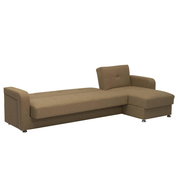 Ottomanson Harmony Collection Upholstered Convertible Sectional with Storage