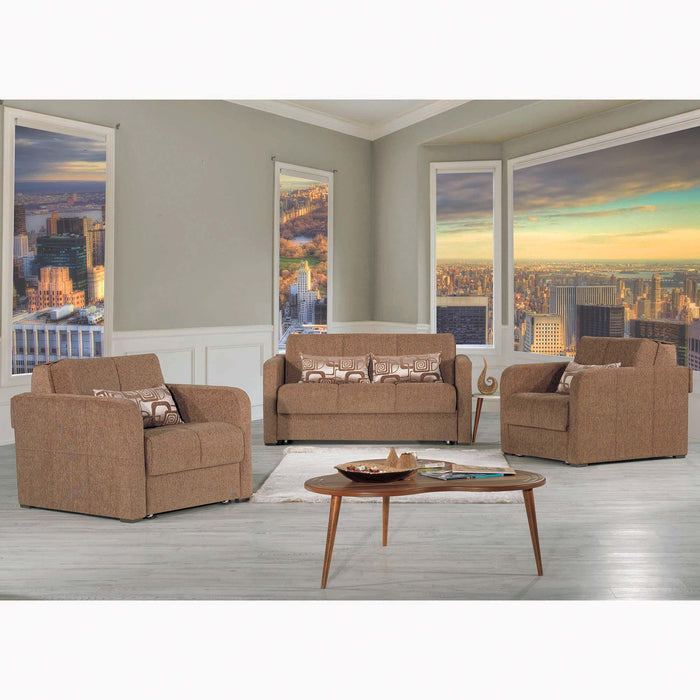 Ottomanson Ferra Fashion Collection Upholstered Convertible Loveseat with Storage