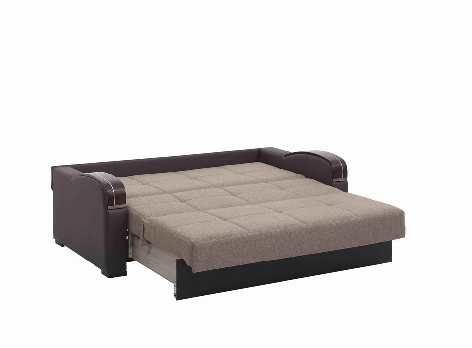 Ottomanson Sleep Plus Collection Upholstered Convertible Sofabed with Storage, Brown - Home And Beyond
