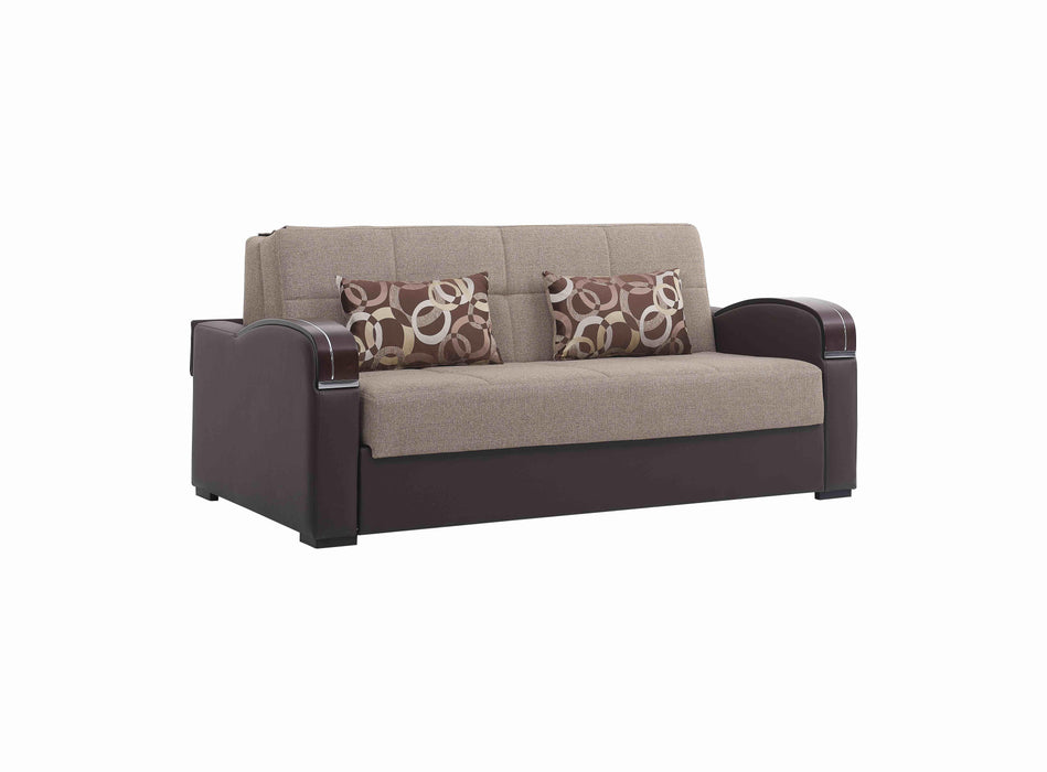 Ottomanson Sleep Plus Collection Upholstered Convertible Sofabed with Storage, Brown - Home And Beyond