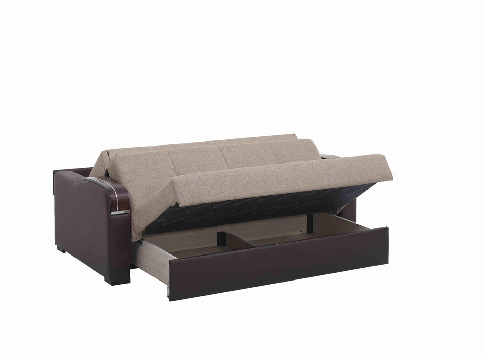 Ottomanson Sleep Plus Collection Upholstered Convertible Sofabed with Storage, Brown - Home And Beyond