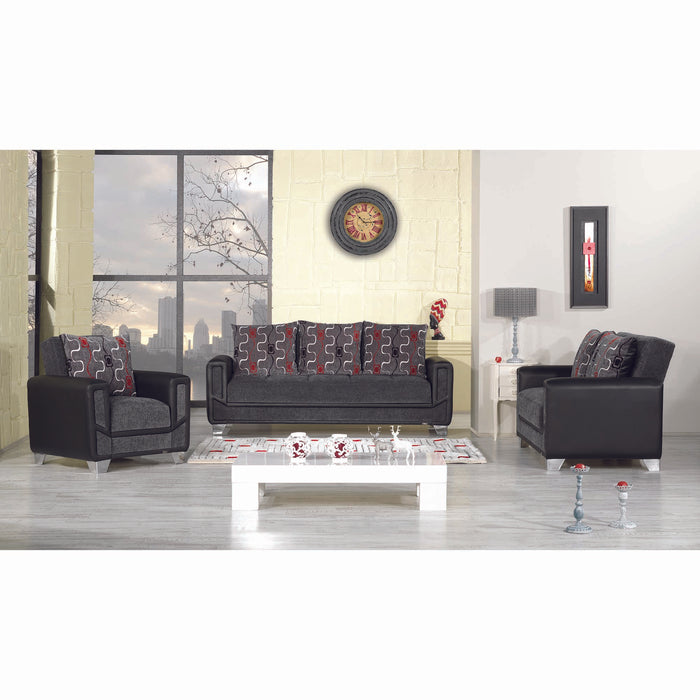 Ottomanson Mondo Modern Collection Upholstered Convertible Loveseat with Storage