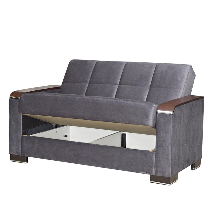 Ottomanson Armada X Collection Upholstered Convertible Wood Trimmed Loveseat with Storage - Home And Beyond